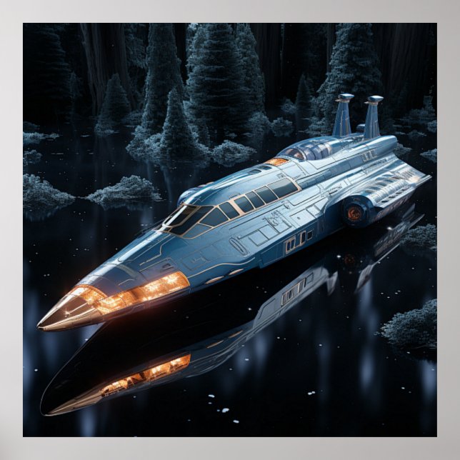 Spaceship Extraterrestrial Orange Glow Poster (Front)