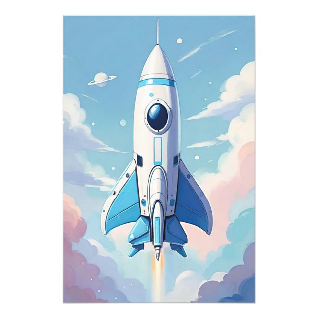 Spaceship flying in the sky photo print (Front)