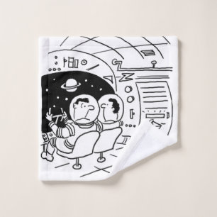 Spaceship has Letters Delivered Cartoon Wash Cloth