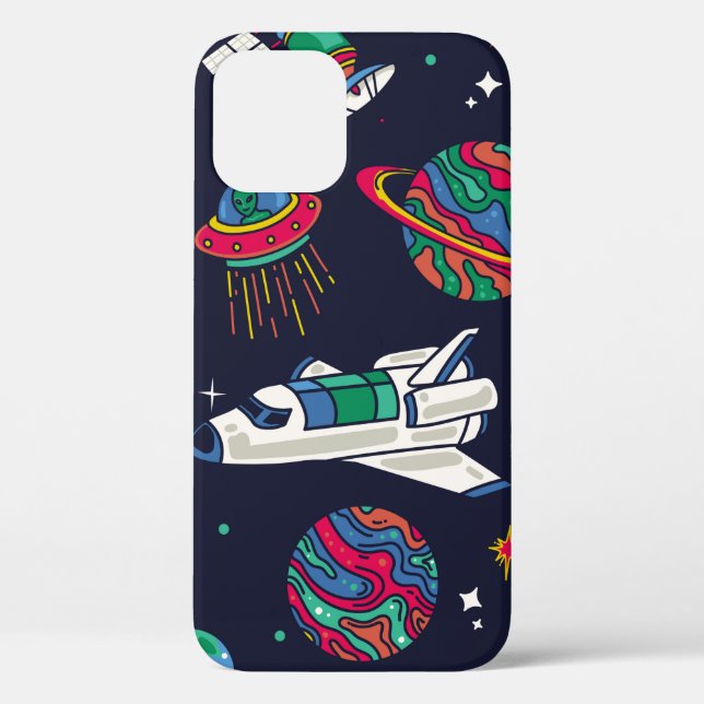 Spaceship in Galaxy seamless pattern. Background w Case-Mate iPhone Case (Back)