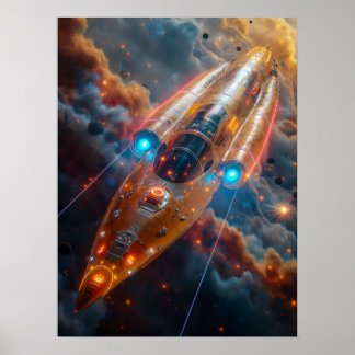 Spaceship in Space Poster