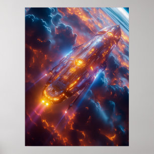 Spaceship in Space Poster