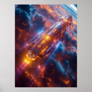Spaceship in Space Poster