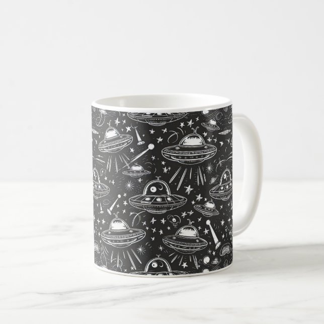 Spaceship Pattern Coffee Mug (Front Right)