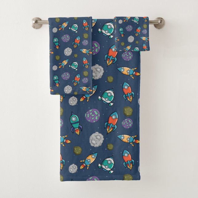 Spaceship Pattern towel set (Insitu)