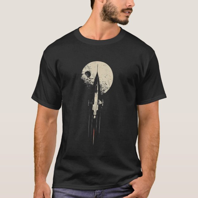 Spaceship Rocket Astronaut Galaxy Planets Space T-Shirt (Front)