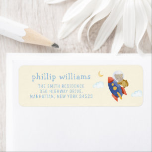 Spaceship Rocket Bear Baby Shower Return Address