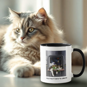 Spaceship Tabby Cat Green Alien Stuffie Sci-Fi Mug