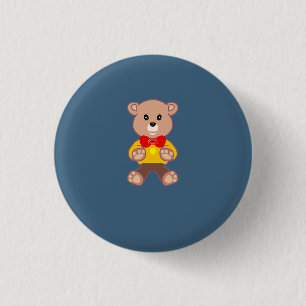 Spaceship Teddy Bear  3 Cm Round Badge