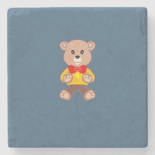 Spaceship Teddy Bear Stone Coaster