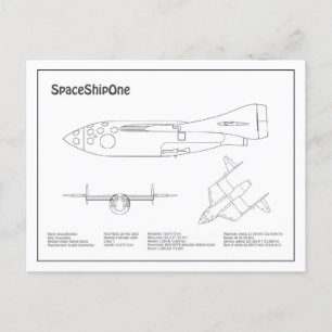 SpaceShipOne - Aeroplane Blueprint Drawing Plans B Postcard