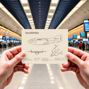 SpaceShipOne - Aeroplane Blueprint Drawing Plans S Postcard