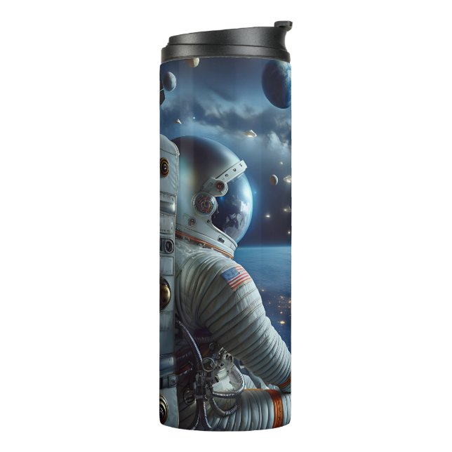 Spaceships and an Astronaut in Outer Space Thermal Tumbler (Rotated Left)
