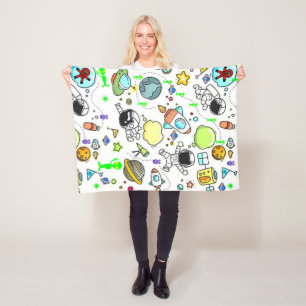 Spaceships Stars Aliens  Blanket