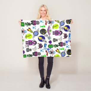 Spaceships Stars Aliens  Blanket