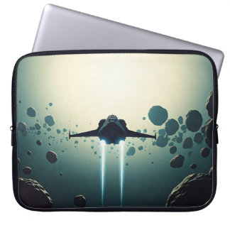 spaceship's trajectory around laptop sleeve