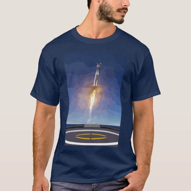 SpaceX Rocket Faring Landing on Drone Ship T-Shirt (Front)