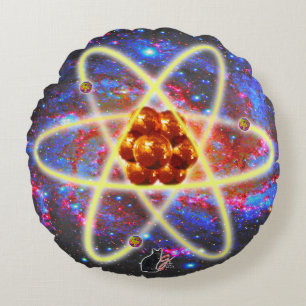 Spacey Atomic Round Pillow