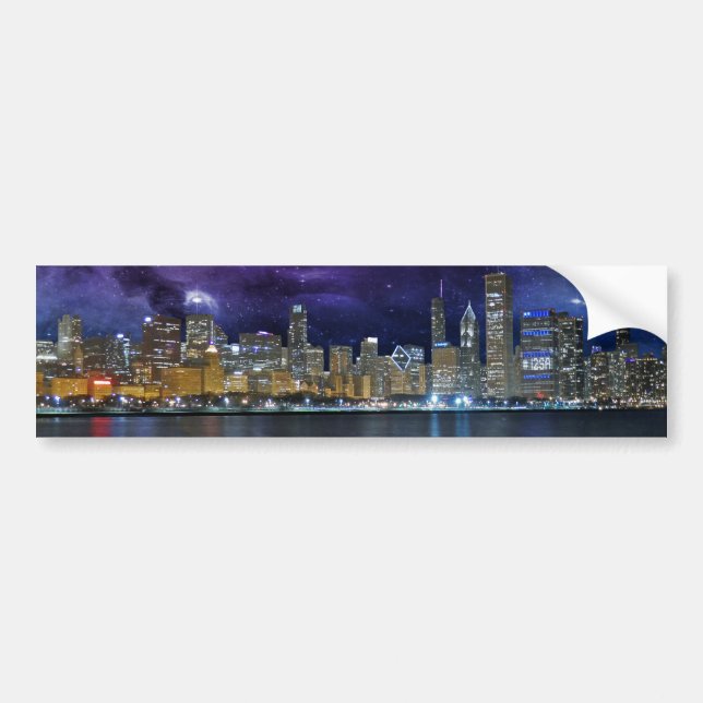 Spacey Chicago Skyline Bumper Sticker (Front)
