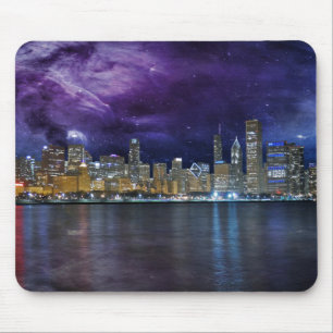 Spacey Chicago Skyline Mouse Mat