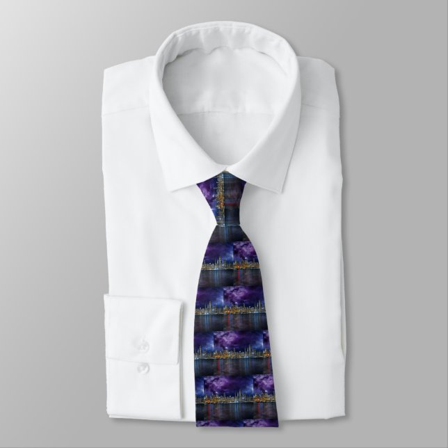 Spacey Chicago Skyline Tie (Tied)