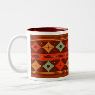 Spacey Mod Diamond Pattern Two-Tone Coffee Mug