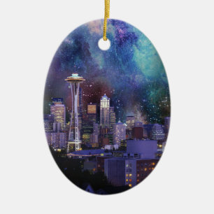 Spacey Seattle Ceramic Tree Decoration