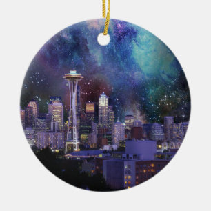 Spacey Seattle Ceramic Tree Decoration