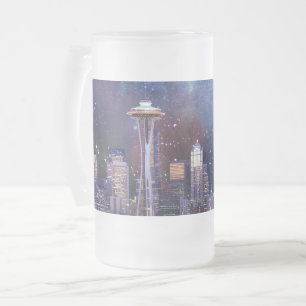 Spacey Seattle Frosted Glass Beer Mug