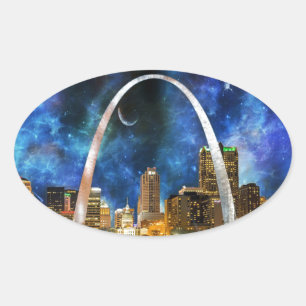 Spacey St. Louis Skyline Oval Sticker