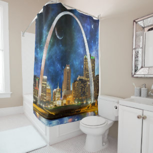 Spacey St. Louis Skyline Shower Curtain