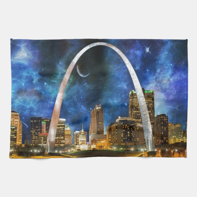 Spacey St. Louis Skyline Tea Towel (Horizontal)