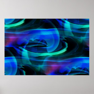 Spacial Distortion in Blue Abstract Poster