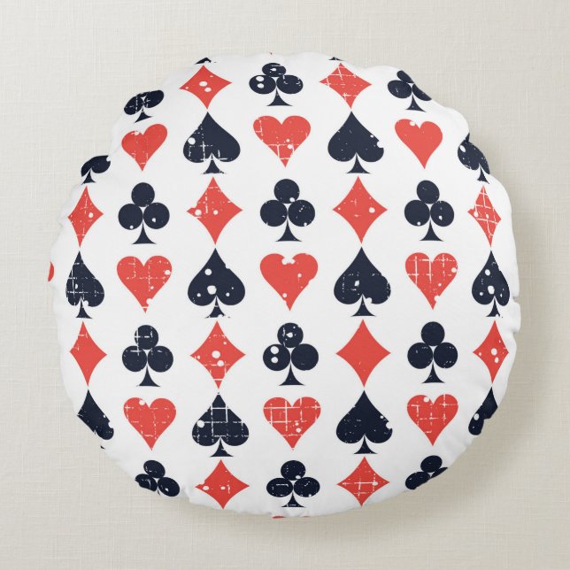 Spade, diamond, heart,club pattern round cushion (Front)