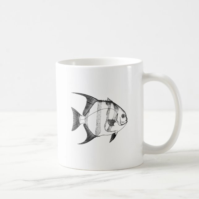 Spadefish Line Art Coffee Mug (Right)