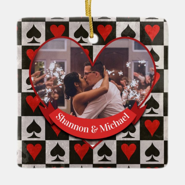 Spades and Hearts Design Keepsake Ornament (Front)