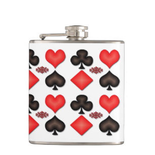 Spades Hearts Diamonds Clubs Pattern Hip Flask