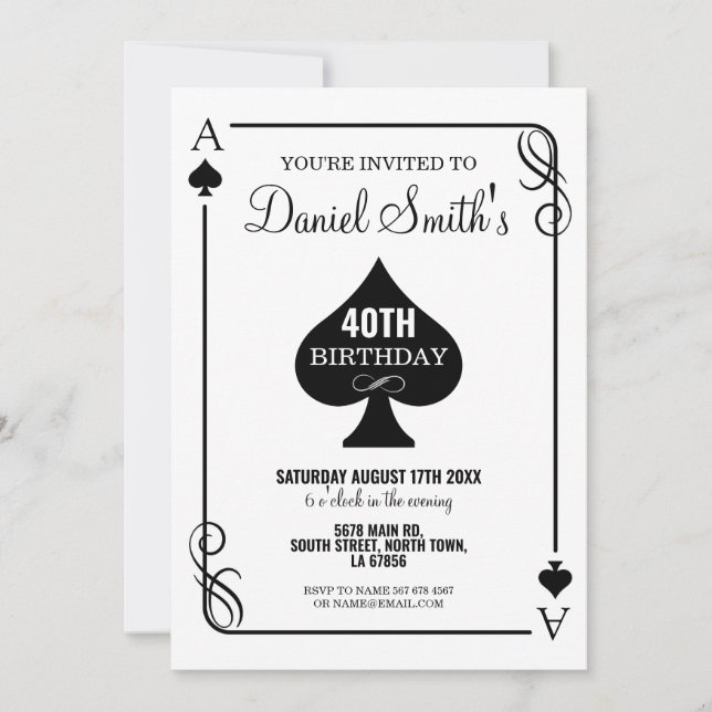 Spades Playing Card Birthday Ace Vegas Casino (Front)