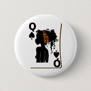Spades Queen Card Afro American Black History Mont 6 Cm Round Badge