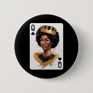 Spades Queen Poker Card Afro American Black Histor 6 Cm Round Badge