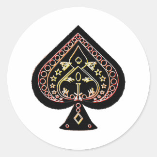 Spades Symbol: Orange & Red: Classic Round Sticker