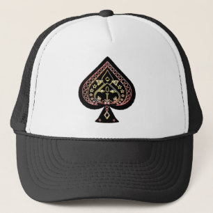 Spades Symbol: Orange & Red: Trucker Hat