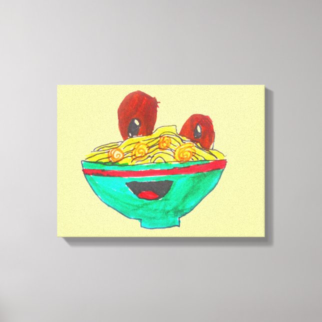 Spaghetti and meatballs funny cartoon art canvas print (Front)