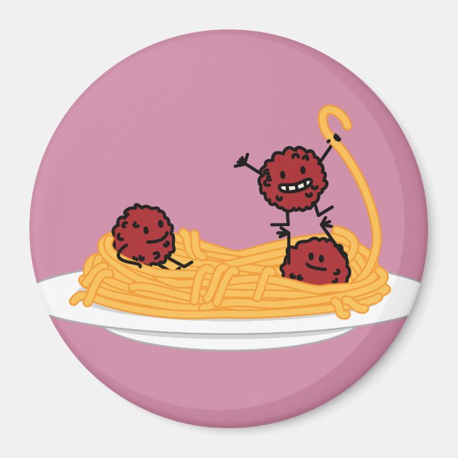 Spaghetti and meatballs pasta noodles Italian food Magnet (Front)