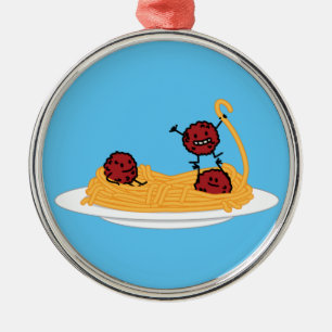 Spaghetti and meatballs pasta noodles Italian food Metal Tree Decoration