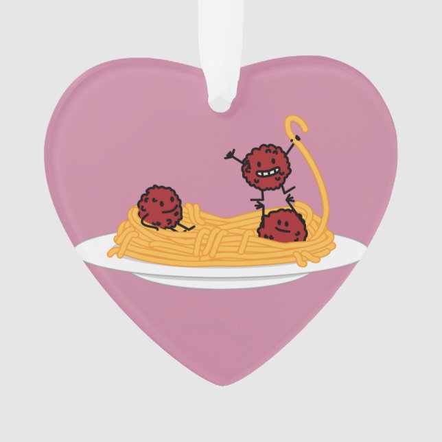 Spaghetti and meatballs pasta noodles Italian food Ornament (Front)