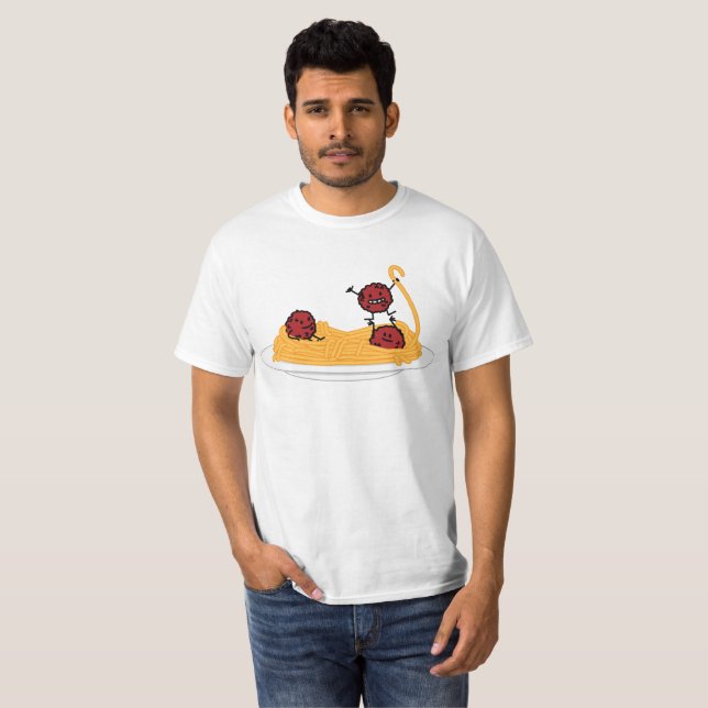 Spaghetti and meatballs pasta noodles Italian food T-Shirt (Front Full)