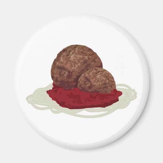 Spaghetti And Meatballs With Sauce Magnet (Front)