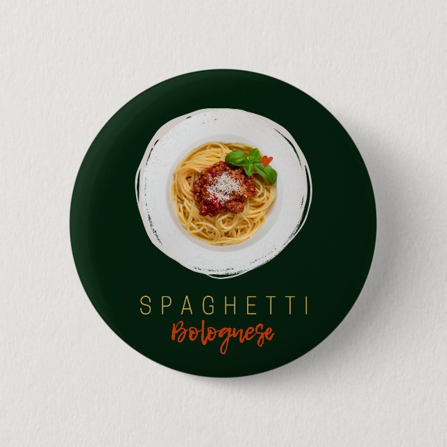 Spaghetti bolognese pasta noodle gourmet chef 6 cm round badge (Front)