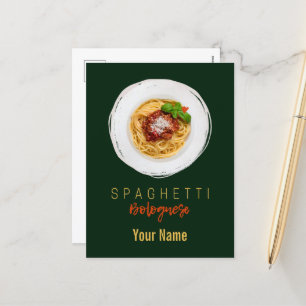 Spaghetti bolognese pasta noodle gourmet chef holiday postcard